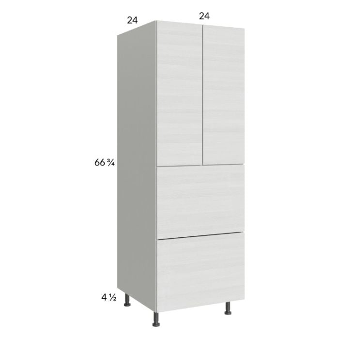 RTA Euro White Grain 24" x 71-1/4" Utility Cabinet with 2 Doors, 2 Drawers and 1 Inner Drawer and 1 Finished End Panel