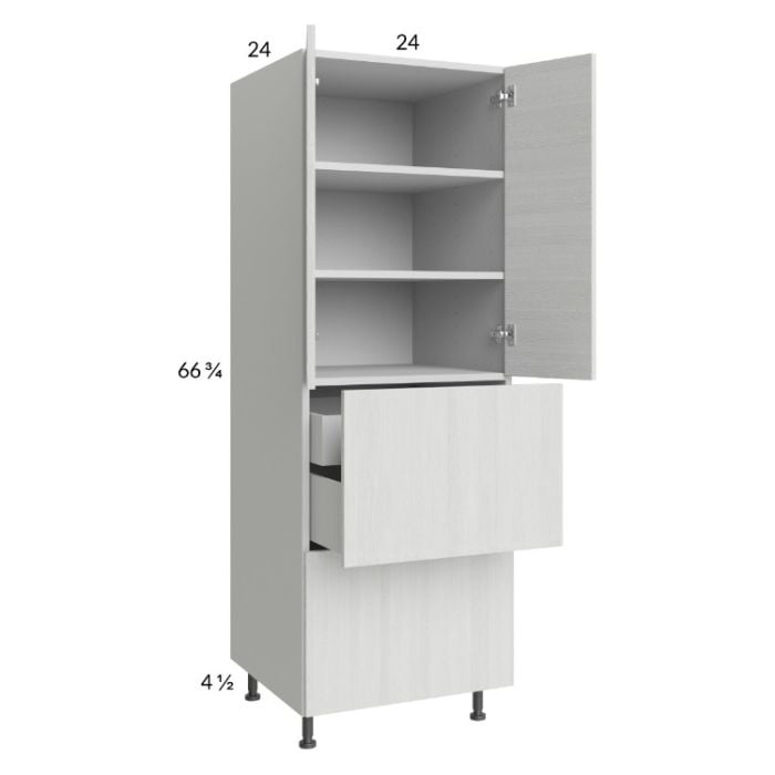 RTA Euro White Grain 24" x 71-1/4" Utility Cabinet with 2 Doors, 2 Drawers and 1 Inner Drawer