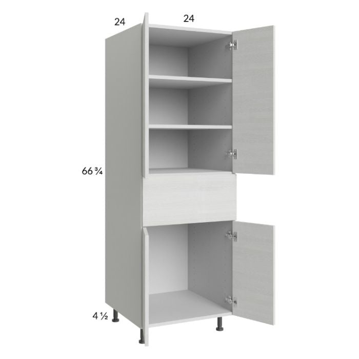RTA Euro White Grain 24" x 71-1/4" Utility Cabinet with 2 Doors and 1 Drawer and 2 Finished End Panels