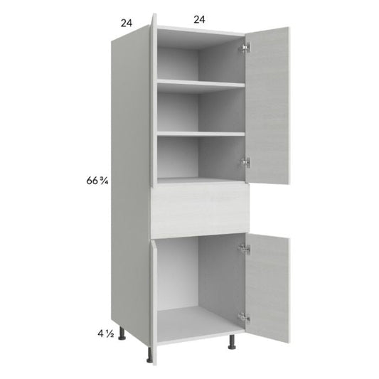 RTA Euro White Grain 24" x 71-1/4" Utility Cabinet with 2 Doors and 1 Drawer and 2 Finished End Panels