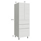RTA Euro White Grain 24" x 71-1/4" Utility Cabinet with 2 Doors and 3 Drawers and 1 Finished End Panel