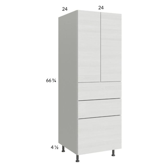 RTA Euro White Grain 24" x 71-1/4" Utility Cabinet with 2 Doors and 3 Drawers and 1 Finished End Panel