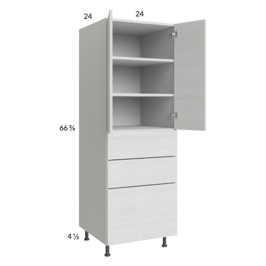 RTA Euro White Grain 24" x 71-1/4" Utility Cabinet with 2 Doors and 3 Drawers and 1 Finished End Panel