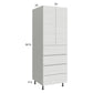 RTA Euro White Grain 24" x 71-1/4" Utility Cabinet with 2 Doors and 4 Drawers and 2 Finished End Panels