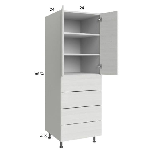RTA Euro White Grain 24" x 71-1/4" Utility Cabinet with 2 Doors and 4 Drawers and 2 Finished End Panels