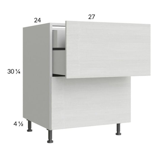 RTA Euro White Grain 27" 2-Drawer Base Cabinet with 1 Inner Drawer
