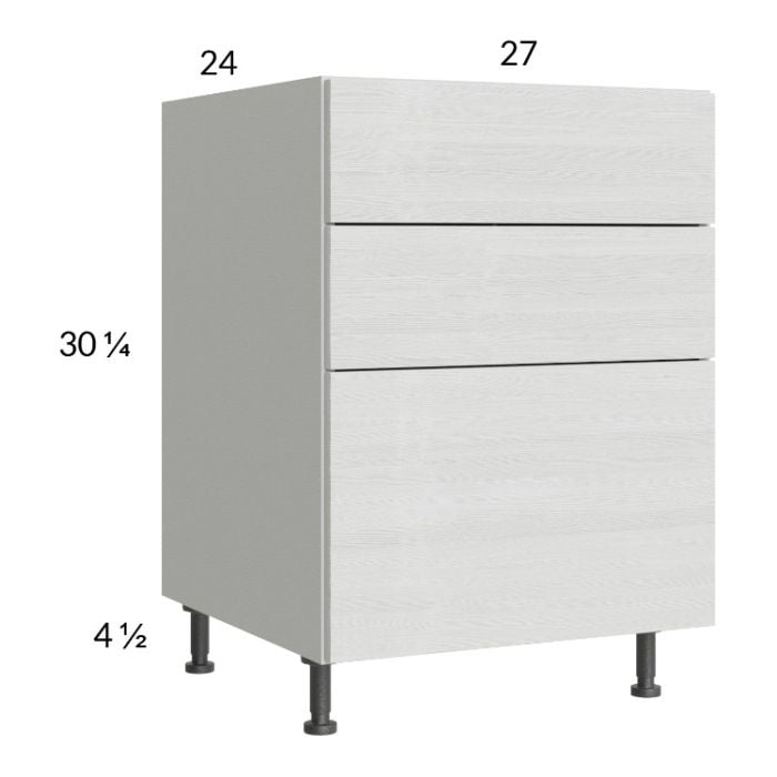 RTA Euro White Grain 27" 2-Drawer Range Base Cabinet with 1 False Drawer Front and 1 Finished End Panel