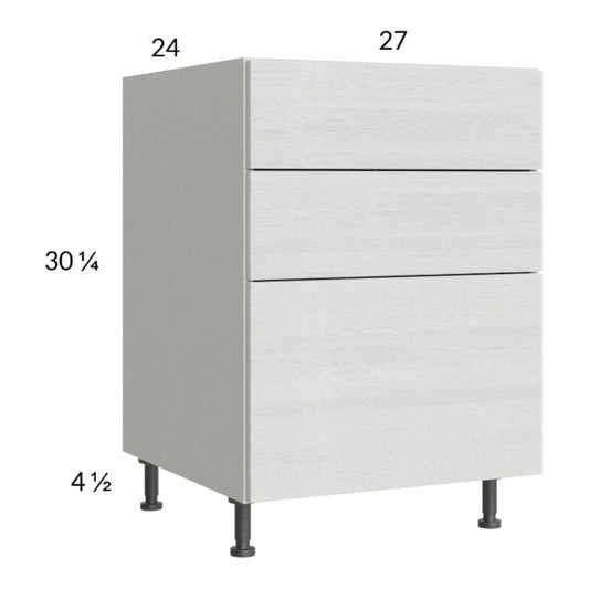 RTA Euro White Grain 27" 2-Drawer Range Base Cabinet with 1 False Drawer Front