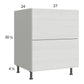 RTA Euro White Grain 27" 2-Drawer Range Base Cabinet with 1 Finished End Panel