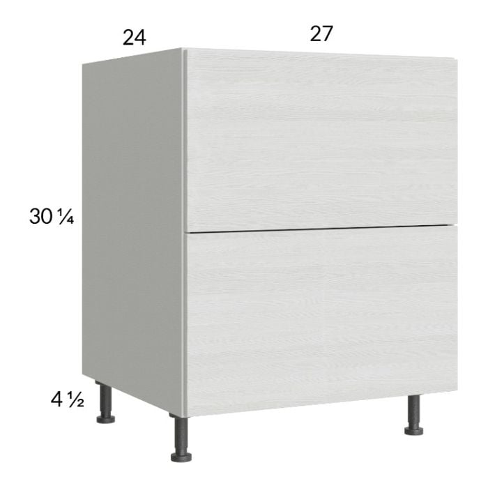 RTA Euro White Grain 27" 2-Drawer Range Base Cabinet