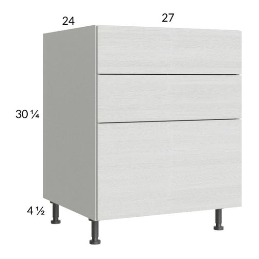RTA Euro White Grain 27" 3-Drawer Base Cabinet