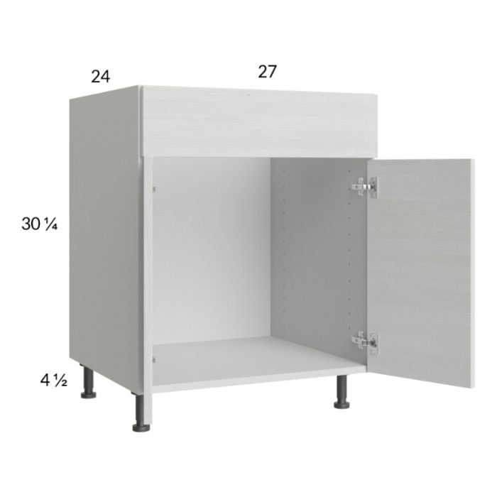 RTA Euro White Grain 27" Sink Base Cabinet with 1 Finished End Panel