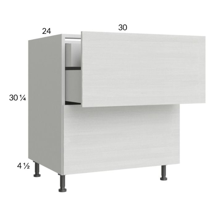 RTA Euro White Grain 30" 2-Drawer Base Cabinet with 1 Inner Drawer and 1 Finished End Panel