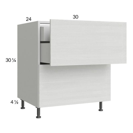 RTA Euro White Grain 30" 2-Drawer Base Cabinet with 1 Inner Drawer and 2 Finished End Panels