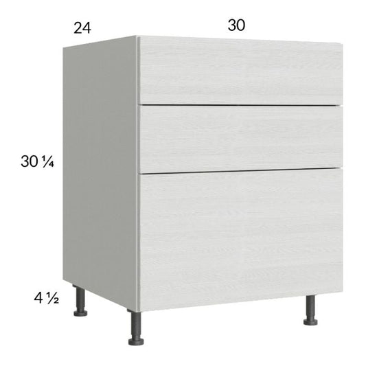 RTA Euro White Grain 30" 2-Drawer Range Base Cabinet with 1 False Drawer Front