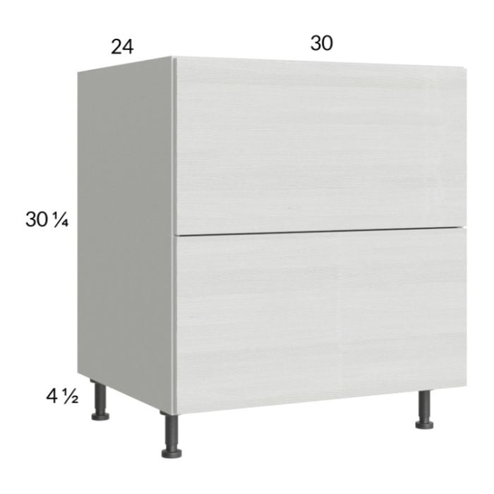 RTA Euro White Grain 30" 2-Drawer Range Base Cabinet with 2 Finished End Panels