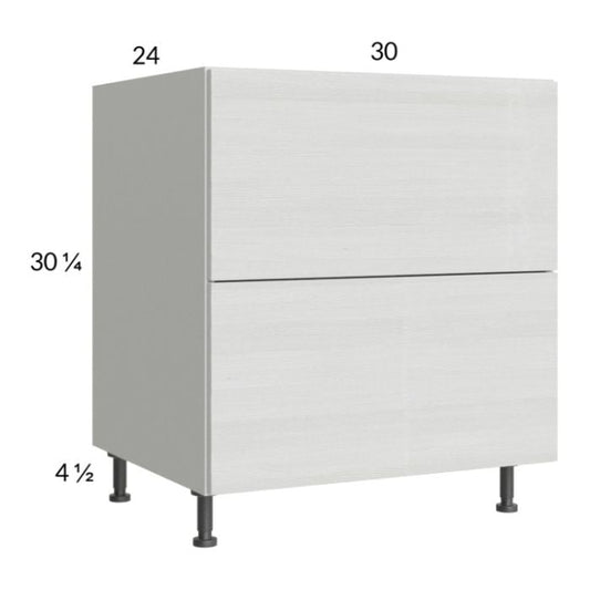 RTA Euro White Grain 30" 2-Drawer Range Base Cabinet