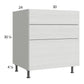RTA Euro White Grain 30" 3-Drawer Base Cabinet
