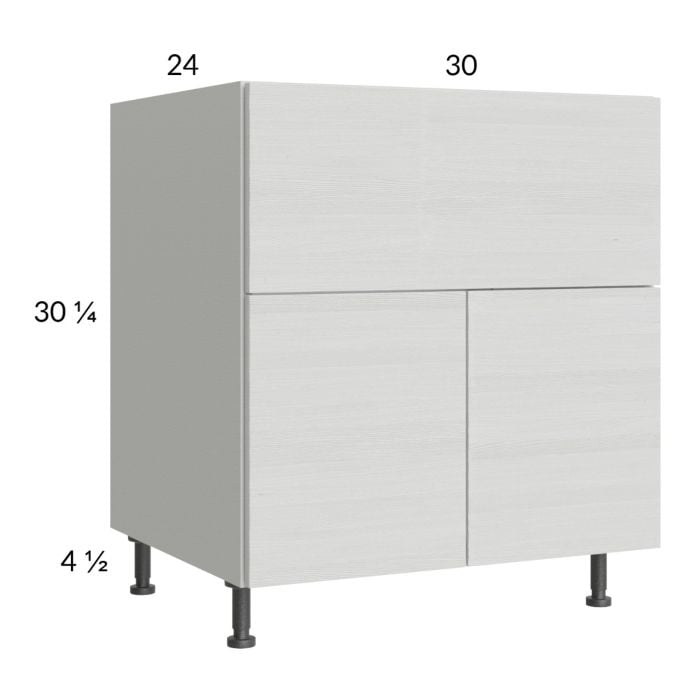 RTA Euro White Grain 30” Farm Sink Base Cabinet with 2 Finished End Panels