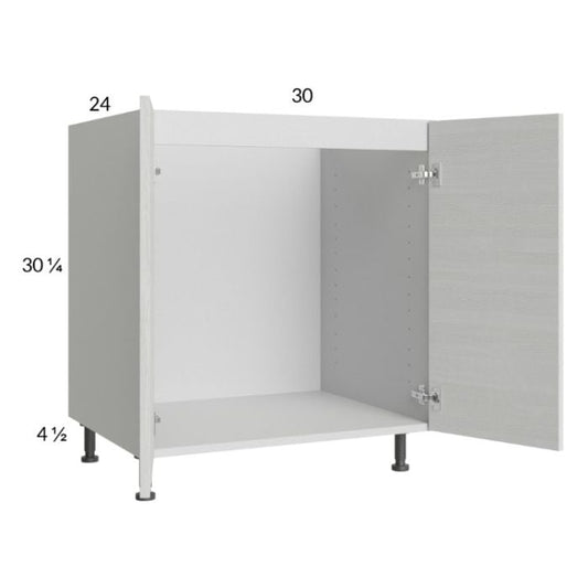 RTA Euro White Grain 30" Full Height Door Sink Base Cabinet with 1 Finished End Panel