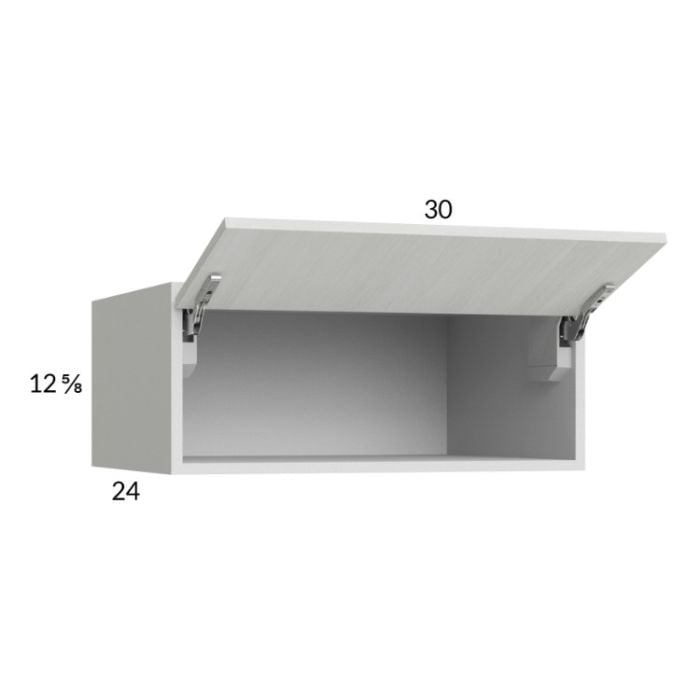 RTA Euro White Grain 30" x 12-5/8" x 24" Flip Up Door Wall Cabinet with 2 Finished End Panels
