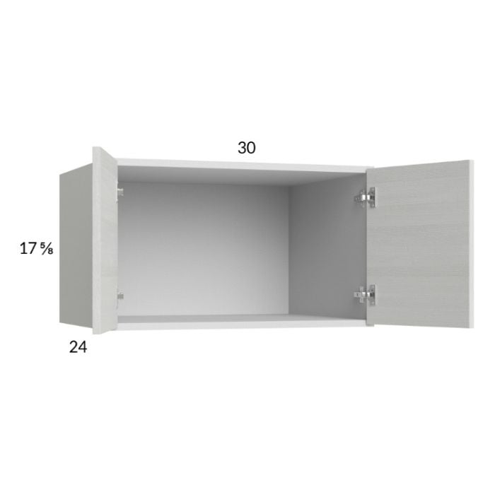 RTA Euro White Grain 30" x 17-5/8" x 24" Wall Cabinet with 1 Finished End Panel