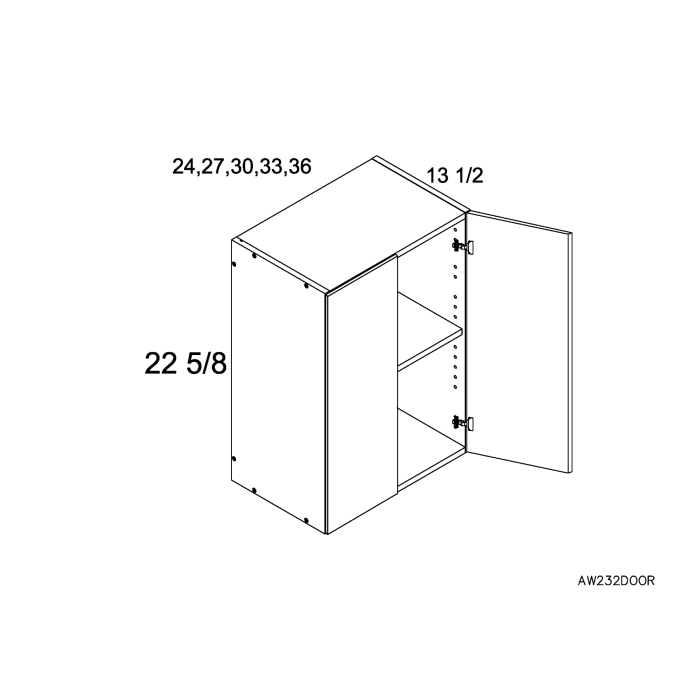 RTA Euro White Grain 30" x 22-5/8" Wall Cabinet with 1 Finished End Panel