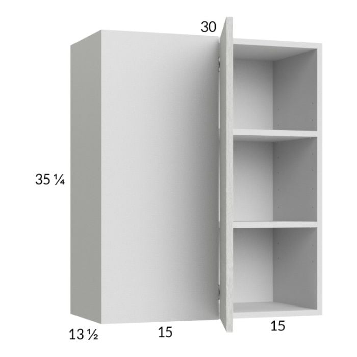 RTA Euro White Grain 30" x 35-1/4" Blind Corner Wall Cabinet with 1 Finished End Panel