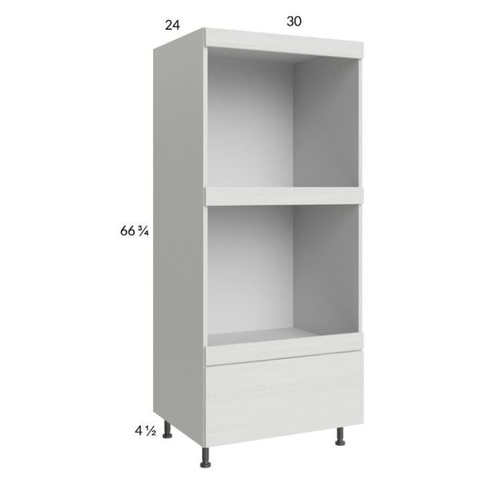 RTA Euro White Grain 30" x 71-1/4" Double Oven Cabinet with 1 Drawer and 2 Finished End Panels