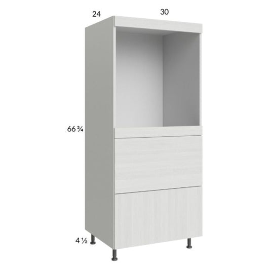 RTA Euro White Grain 30" x 71-1/4" Single Oven Cabinet with 2 Drawers and 1 Finished End Panel