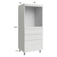 RTA Euro White Grain 30" x 71-1/4" Single Oven Cabinet with 3 Drawers