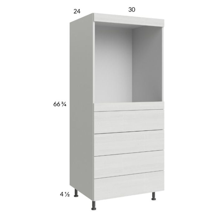 RTA Euro White Grain 30" x 71-1/4" Single Oven Cabinet with 4 Drawers