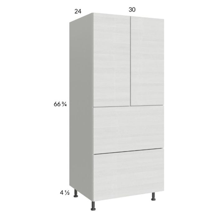 RTA Euro White Grain 30" x 71-1/4" Utility Cabinet with 2 Doors, 2 Drawers and 1 Inner Drawer