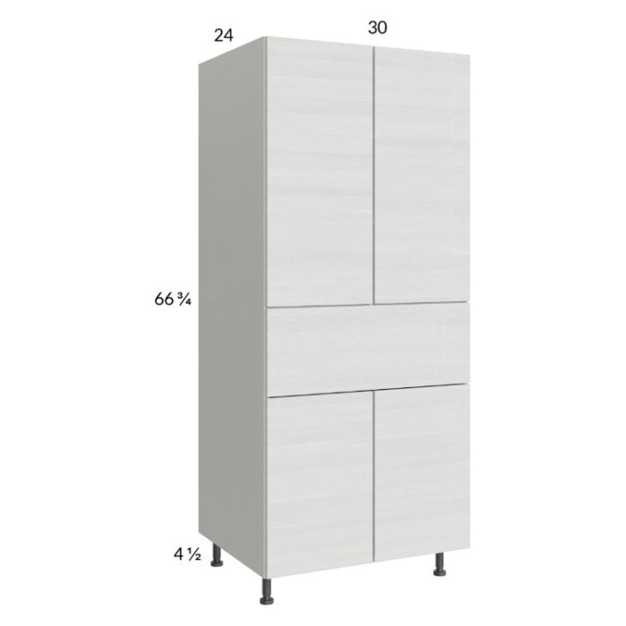 RTA Euro White Grain 30" x 71-1/4" Utility Cabinet with 2 Doors and 1 Drawer