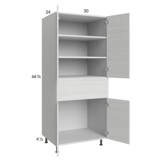 RTA Euro White Grain 30" x 71-1/4" Utility Cabinet with 2 Doors and 1 Drawer and 1 Finished End Panel