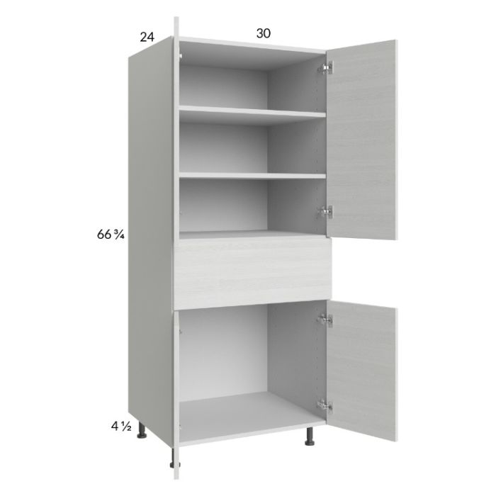 RTA Euro White Grain 30" x 71-1/4" Utility Cabinet with 2 Doors and 1 Drawer