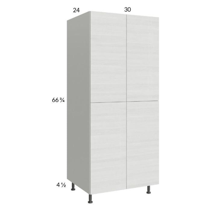 RTA Euro White Grain 30" x 71-1/4" Utility Cabinet with 2 Doors and 1 Finished End Panel