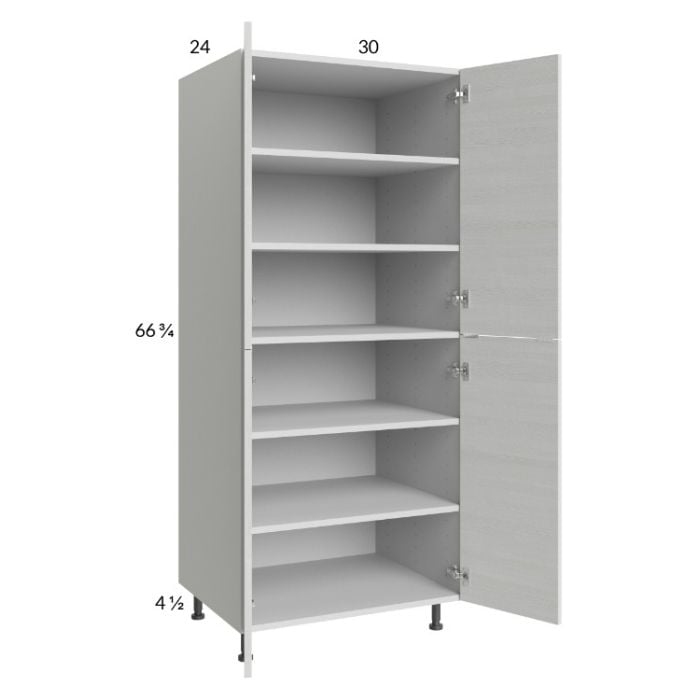 RTA Euro White Grain 30" x 71-1/4" Utility Cabinet with 2 Doors and 1 Finished End Panel