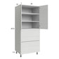 RTA Euro White Grain 30" x 71-1/4" Utility Cabinet with 2 Doors and 2 Drawers and 1 Finished End Panel
