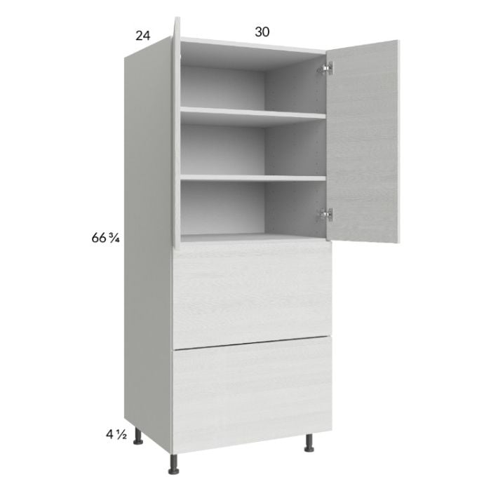 RTA Euro White Grain 30" x 71-1/4" Utility Cabinet with 2 Doors and 2 Drawers