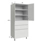 RTA Euro White Grain 30" x 71-1/4" Utility Cabinet with 2 Doors and 3 Drawers and 1 Finished End Panel