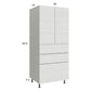 RTA Euro White Grain 30" x 71-1/4" Utility Cabinet with 2 Doors and 3 Drawers and 2 Finished End Panels