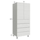RTA Euro White Grain 30" x 71-1/4" Utility Cabinet with 2 Doors and 4 Drawers and 2 Finished End Panels