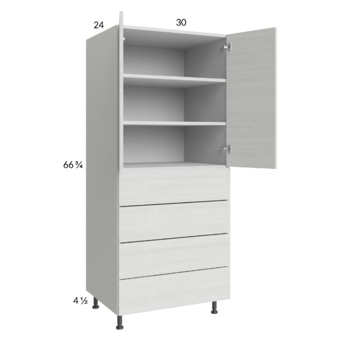RTA Euro White Grain 30" x 71-1/4" Utility Cabinet with 2 Doors and 4 Drawers
