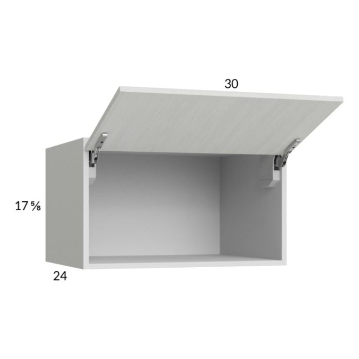 RTA Euro White Grain 30" x17-5/8" x 24" Flip Up Door Wall Cabinet with 1 Finished End Panel