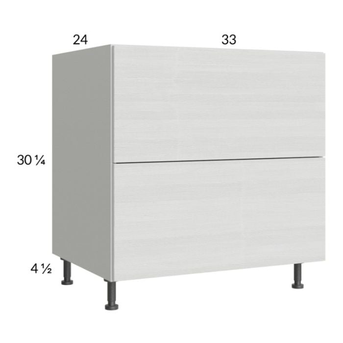 RTA Euro White Grain 33" 2-Drawer Base Cabinet with 1 Inner Drawer