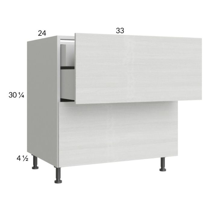 RTA Euro White Grain 33" 2-Drawer Base Cabinet with 1 Inner Drawer and 2 Finished End Panels