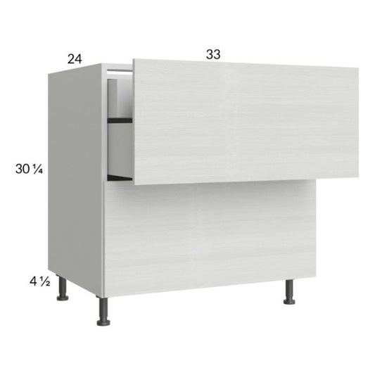 RTA Euro White Grain 33" 2-Drawer Base Cabinet with 1 Inner Drawer