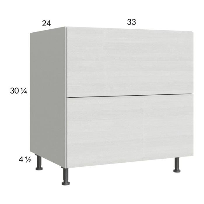 RTA Euro White Grain 33" 2-Drawer Base Cabinet with 2 Finished End Panels