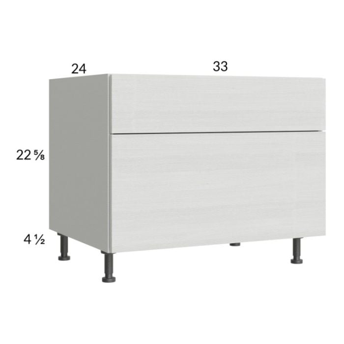 RTA Euro White Grain 33" 2-Drawer Desk Base Cabinet with 1 Finished End Panel